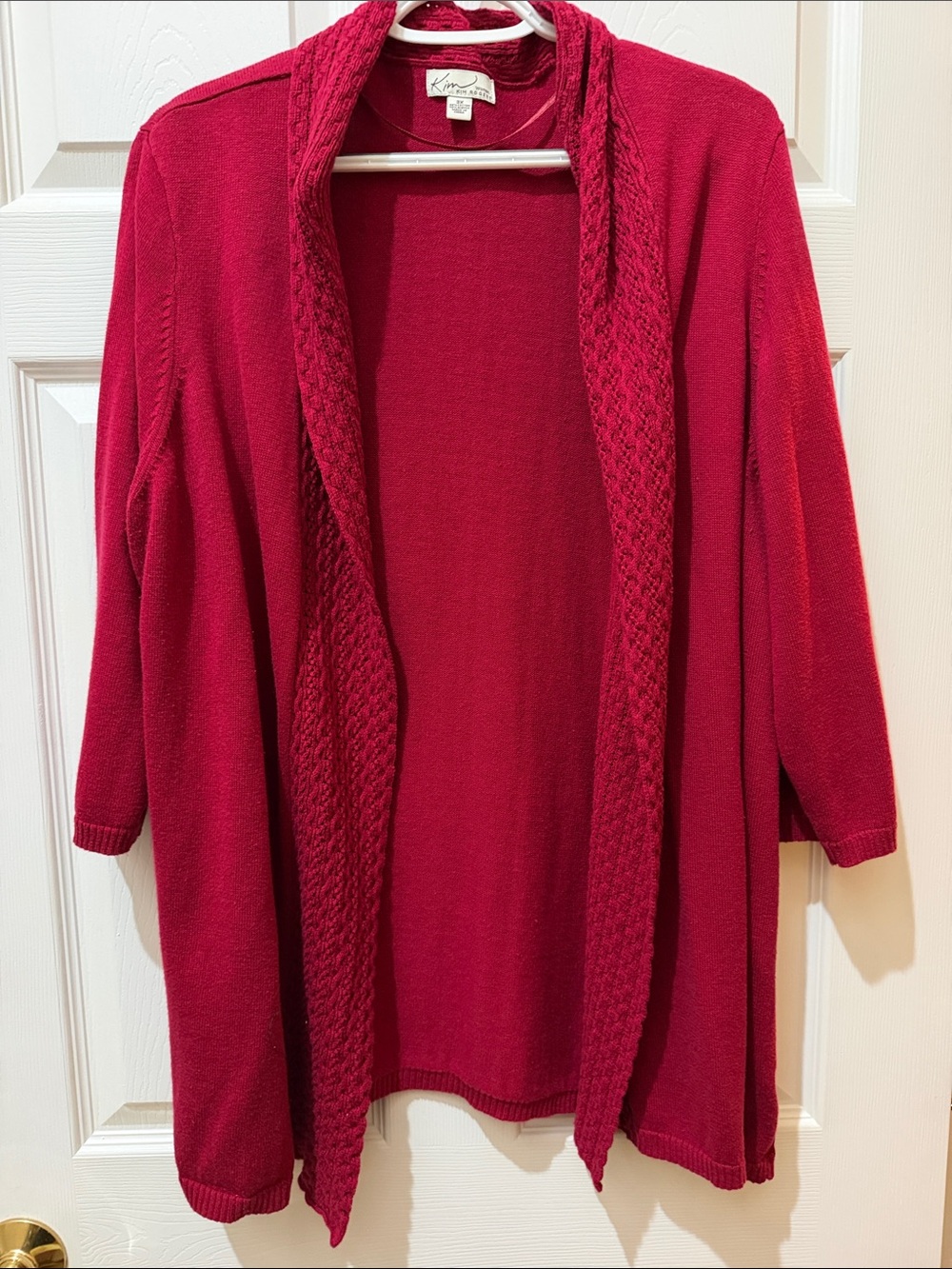 Kim Rogers Woman Open-Front Red Sweater Cardigan Size 3X